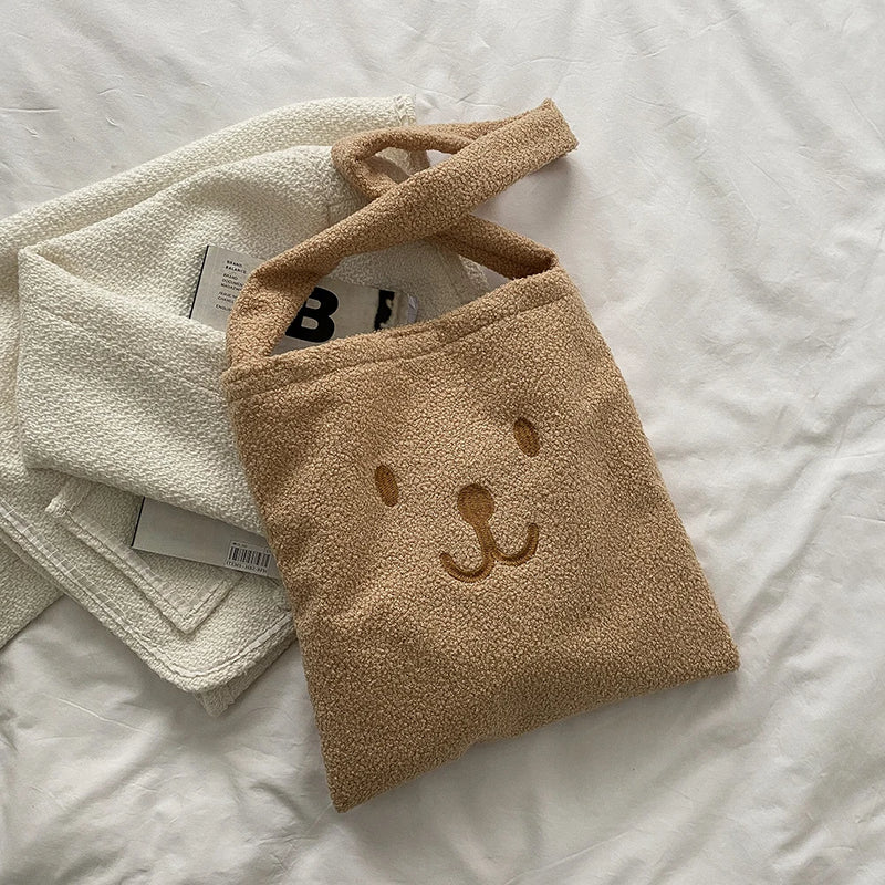 Bear Print Underarm Bag Women Love Heart Shoulder Bag