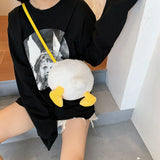Plush Bow Shoulder Bag Winter Candy Duck Butt Small Round Pouch