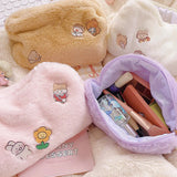 Plush Cosmetic Bag Korea Student School Pencil Case Girls Large Capacity