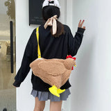 Chicken Plush Crossbody Purse Cartoon Shoulder Bag