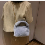 Faux Fur Lambswool Hobo Tote Bag Crossbody Handbag