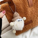 Soft Faux Fur Tote Bag with Pendant