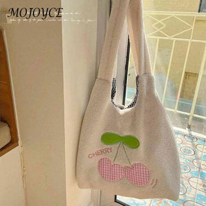 Plush Female Underarm Bag Cherry Cartoon Autumn Winter Fluffy Shopping Bag
