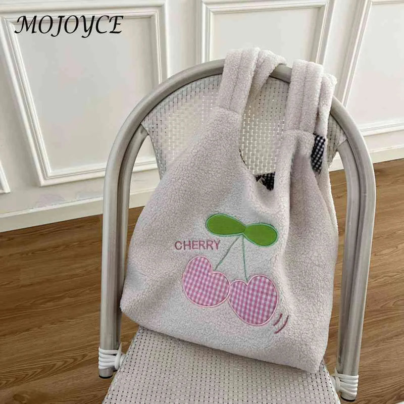Plush Female Underarm Bag Cherry Cartoon Autumn Winter Fluffy Shopping Bag