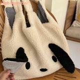 Fluffy Female Underarm Bag Animal Pattern Large Capacity Soft Casual
