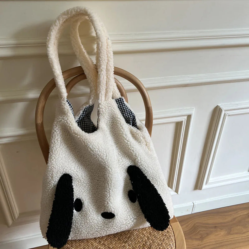 Fluffy Female Underarm Bag Animal Pattern Large Capacity Soft Casual