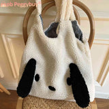 Fluffy Female Underarm Bag Animal Pattern Large Capacity Soft Casual