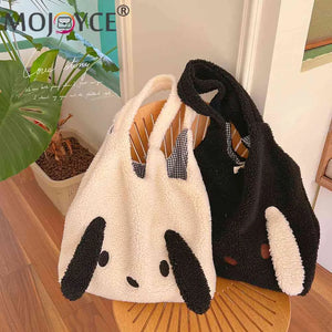 Fluffy Female Underarm Bag Animal Pattern Large Capacity Soft for Party