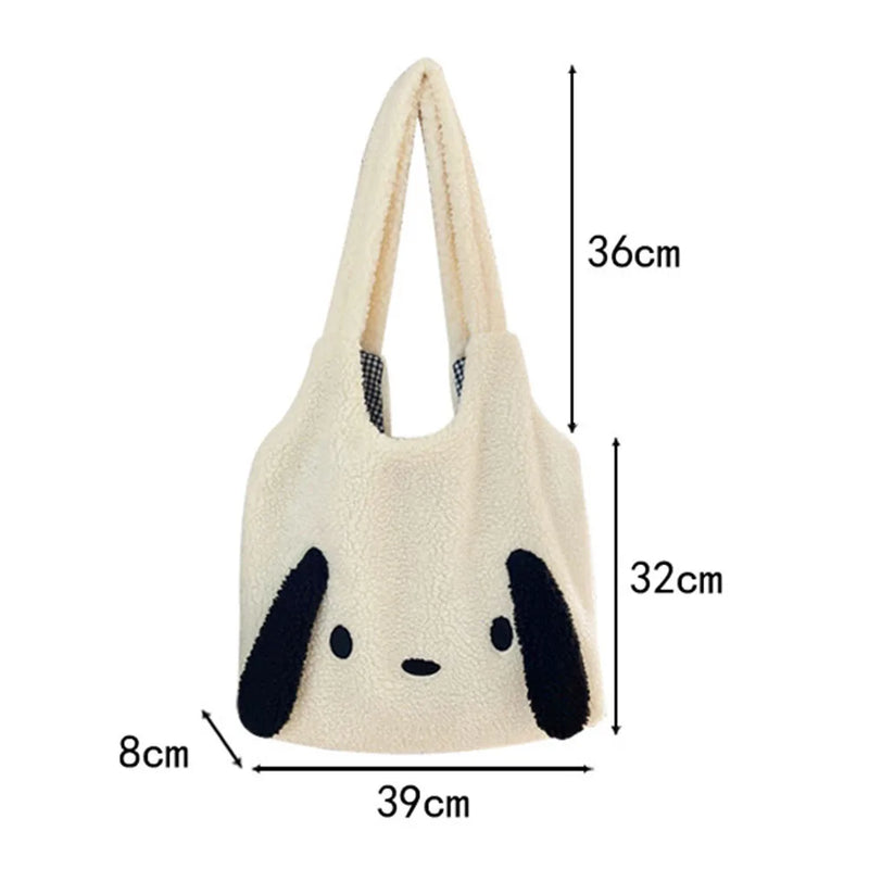 Fluffy Female Underarm Bag Animal Pattern Large Capacity Soft for Party