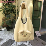 Fluffy Underarm Bag Bear Pattern Casual for Holiday Party