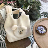 Fluffy Underarm Bag Bear Pattern Casual for Holiday Party