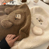Fluffy Underarm Bag Large Capacity Bear Pattern Soft Casual