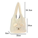 Fluffy Underarm Bag Large Capacity Soft Shopping Bag Bear Pattern