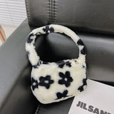 Flower Bear Pattern Shoulder Bag Autumn Winter Plush Small Bag