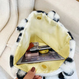 Women's Winter Soft Flower Print Shoulder Bag Purse Handbag Tote