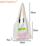 Fluffy Shopping Bag Cherry Cartoon Autumn Winter Student Book Bag