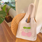Fluffy Shopping Bag Cherry Cartoon Winter Soft Casual Book Bag