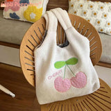 Fluffy Shopping Bag Cherry Cartoon Autumn Winter Student Book Bag