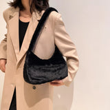 Plush Fluffy Tote Bag Love Heart Printed Underarm Bags