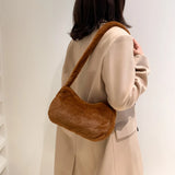Plush Fluffy Tote Bag Love Heart Printed Underarm Bags