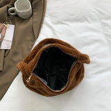Plush Fluffy Tote Bag Love Heart Printed Underarm Bags