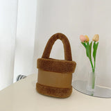 Plush Handbags For Women High Bucket Bag Shoulder Bags Texture Female Messenger