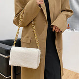 Plush Handbags Thick Chain Shoulder Bags for Women Clutche Bag