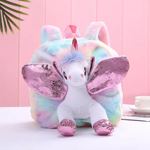 Plush Unicorn Backpack for Girls