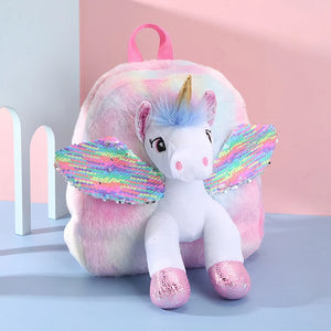Plush Unicorn Backpack for Girls