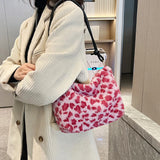 Leopard Plush Top-handle Bag for Women Casual Autumn Winter Commute Shopping