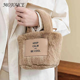 Plush Ladies Crossbody Bag Lightweight Small Tote Letter Printed Soft