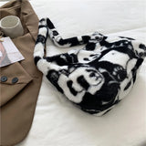 Fluffy Large Capacity Handbags for Women, Casual Soft Portable for Shopping