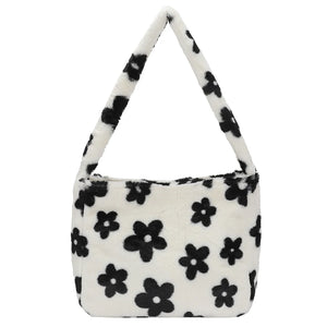 Fluffy Large Capacity Handbags for Women, Casual Soft Portable for Shopping