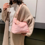 Soft Solid Ladies Handbag with Flower Pendant