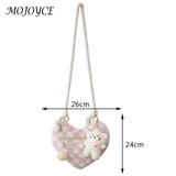 Plush Underarm Bag Lightweight Women Handbag with Cartoon Pendant