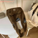 Fluffy Bear Pattern Tote Bag Large Capacity for Holiday Party