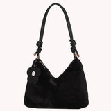 Plush Lady Crossbody Bag with Flower Pendant