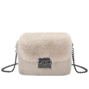 Plush Messenger Bag Chain Crossbody Bag Faux Fur Winter Bags Women Shoulder Bags