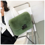 Plush Messenger Bag Chain Crossbody Bag Faux Fur Winter Bags Women Shoulder Bags