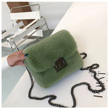 Plush Messenger Bag Chain Crossbody Bag Faux Fur Winter Bags Women Shoulder Bags