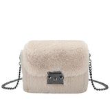 Plush Messenger Bag Chain Crossbody Bag Faux Fur Winter Bags Women Shoulder Bags