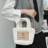 Plush Messenger Bags Lightweight Top-handle Bags Letter Printed Soft Casual