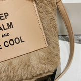 Plush Messenger Bags Lightweight Top-handle Bags Letter Printed Soft Casual