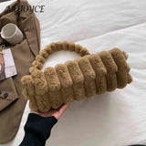 Fluffy Underarm Bag Vertical Plush Tote for Girls
