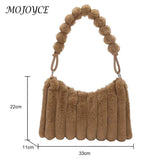 Fluffy Underarm Bag Vertical Plush Tote for Girls