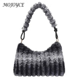Fluffy Underarm Bag Vertical Plush Tote for Girls