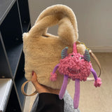 Winter Hair Ball Cross-body Bag with Hair Bucket