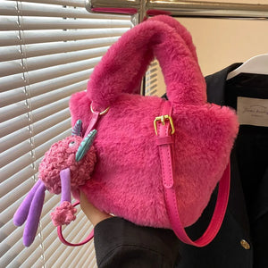 Winter Hair Ball Cross-body Bag with Hair Bucket