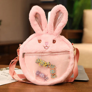 Fluffy Rabbit Crossbody Messenger Bag for Girls Women