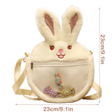 Fluffy Rabbit Crossbody Bag for Girls Women Zipper Shoulder Satchel H9